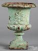 Cast iron garden urn, late 19th c., 15" h.