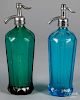 Two glass dispensing bottles, 12 1/4" h.