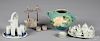 Three miniature pottery tea services, etc.