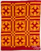 Red and orange pieced quilt, ca. 1900, 84" x 65".