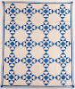 Blue and white pieced quilt, ca. 1900, 89" x 70".