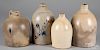 Four stoneware jugs, 19th c.