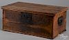 English oak lock box, dated 1724