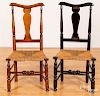 Pair of Queen Anne rush seat dining chairs