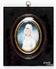 Miniature watercolor on ivory portrait of a woman