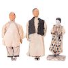 Lot of three late 19th/early 20th century Asian dolls.