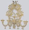 Extravagant clear & gold Murano glass chandelier.