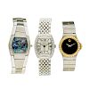 LADY'S CROTON OR MOVADO DIAMOND STAINLESS STEEL WATCHES