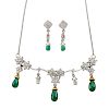 EMERALD, DIAMOND & WHITE GOLD NECKLACE & EARRINGS