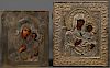 A PAIR OF MOTHER OF GOD RUSSIAN ICONS