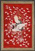 FIVE LARGE CHINESE EMBROIDERED SILK PANELS