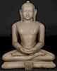 A LARGE AND IMPOSING CARVED MARBLE BUDDHA