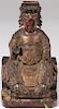 A CHINESE CARVED AND GILT WOOD FIGURE