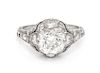 An Art Deco Platinum and Diamond Ring, 3.20 dwts.