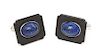 * A Pair of Art Moderne Blackened Steel, White Gold and Lapis Lazuli Cufflinks, Marsh & Co., 11.25 dwts.