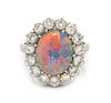 A Platinum, Opal and Diamond Ring, 5.85 dwts.