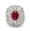 A Platinum, Ruby and Diamond Convertible Ring/Pendant, 9.15 dwts.
