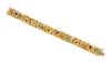 An 18 Karat Yellow Gold, Diamond and Multigem Floral Motif Bracelet, Cartier, 39.30 dwts.
