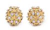 A Pair of 18 Karat Bicolor Gold and Diamond Domed Earclips, Tiffany & Co., 23.45 dwts.