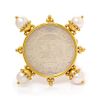 An 18 Karat Yellow Gold, Mother-of-Pearl and Cultured Pearl Pendant/Brooch, Elizabeth Locke, 14.90 dwts.