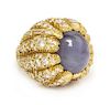 A Yellow Gold, Star Sapphire and Diamond Bombe Ring, 30.40 dwts.