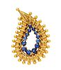 An 18 Karat Yellow Gold and Sapphire Paisley Motif Brooch, Tiffany & Co., Italy, 8.75 dwts.
