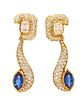 * A Pair of Yellow Gold, Diamond and Sapphire Convertible Day/Night Earclips, 16.70 dwts.