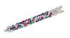 A White Gold, Diamond, Carved Ruby, Sapphire and Emerald Bracelet, 40.20 dwts.