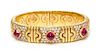 An 18 Karat Yellow Gold, Ruby and Diamond 'Parentesi' Cuff Bracelet, Bvlgari, 61.80 dwts.