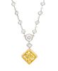 A Platinum, 18 Karat Yellow Gold, Fancy Vivid Yellow Diamond and Diamond Necklace, Michael Beaudry, 9.25 dwts.