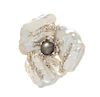 An 18 Karat White Gold, Cultured Keshi Pearl, Cultured Tahitian Pearl and Diamond Floral Pendant/Brooch, Kai-Yin Lo, 44.70 dwts.
