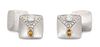 A Pair of Platinum, Diamond and Orange Diamond Cufflinks, 12.80 dwts.