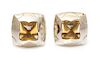A Pair of 18 Karat White Gold and Citrine 'Pyramid' Earclips, Bvlgari, 19.50 dwts.