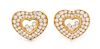 A Pair of 18 Karat Yellow Gold and Diamond 'Happy Diamonds' Heart Earclips, Chopard, 12.20 dwts.