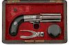 Cased Belgian Mariette Patent Percussion Pepperbox Pistol