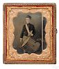 Civil war ambrotype of a young drummer boy
