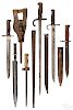 Five bayonets and scabbards