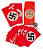 Fourteen German WWII Nazi armbands, etc.