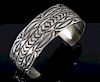 Signed Navajo Sterling Silver Carved Bracelet