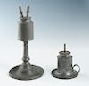 2 19th C. Pewter Whale Oil Lamps
