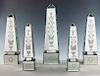 Set of 5 Venitian Glass Style Obelisks