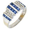 A sapphire and diamond 18K white gold ring.