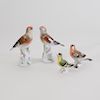 Pair of Meissen Porcelain Models of Sparrows and Two Smaller Birds