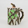 English Glazed Pottery Birch Form Mug and Cover with Frog Form Finial