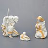 José, María y Jesús. España. Siglo XX. Elaboradas en porcelana Lladró. Acabado brilante. Con detalles en esmalte dorado.