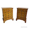 Pair of Diminutive Eldred Wheeler Chippendale-style Tiger Maple Chests
