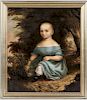 Anglo/American School, 18th Century  Portrait of a Toddler in a Blue Dress