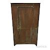 Country Red-painted Pine One-door Cupboard