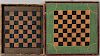 Two Polychrome Painted Pine Checkers Game Boards