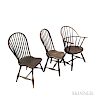 Two Bow-back Windsor Chairs and a Sack-back Windsor Chair